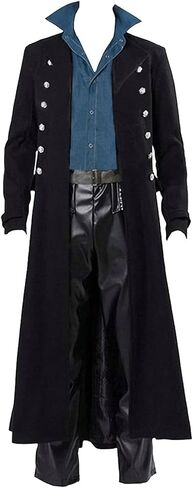 BITSEACOCO Retro Gothic Medieval Jacket Men's Halloween Steampunk Tailcoat Fantasy LARP Cosplay Costumes Trench Coat Outwear in Saudi Arabia