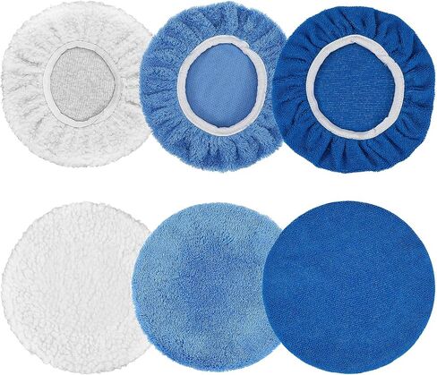 6 Pcs Buffer Pads Buffing Pads Car Polishing Pad for 9 to 10 Inches Car Polisher, 2pcs Wool, 2pcs Coral Fleece, 2 pcs Microfiber Wax Applicator Pad in Saudi Arabia