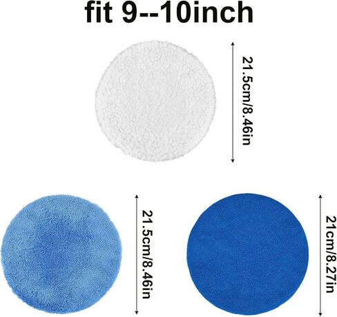 6 Pcs Buffer Pads Buffing Pads Car Polishing Pad for 9 to 10 Inches Car Polisher, 2pcs Wool, 2pcs Coral Fleece, 2 pcs Microfiber Wax Applicator Pad in Saudi Arabia