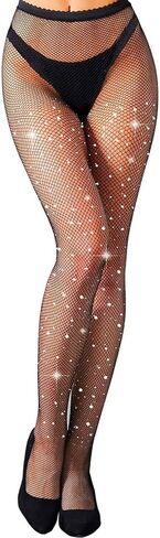 Women's Fishnets Sparkly Tights High Waist Rhinestone Stockings Sexy Party Pantyhose in Saudi Arabia