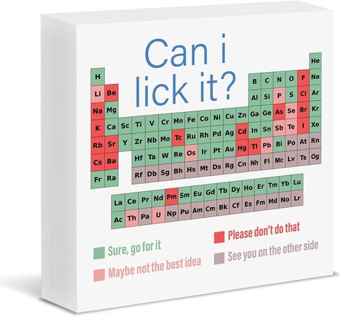 Funny Chemistry Desk Decor Periodic Table of Elements Wood Block Sign Classroom School Office Decoration, Chemistry Teacher Gifts Teachers Day Gift in Saudi Arabia