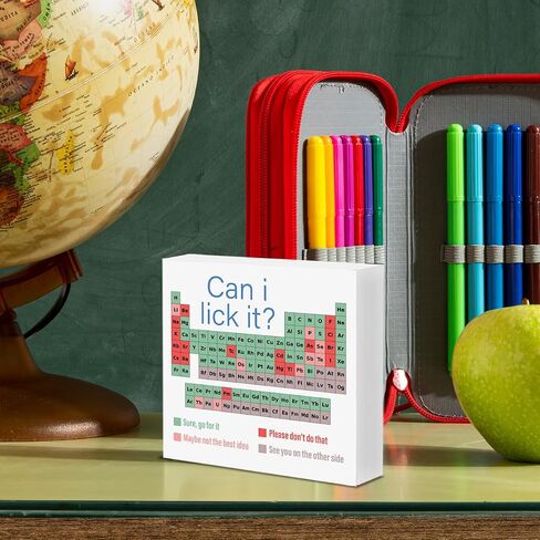 Funny Chemistry Desk Decor Periodic Table of Elements Wood Block Sign Classroom School Office Decoration, Chemistry Teacher Gifts Teachers Day Gift in Saudi Arabia