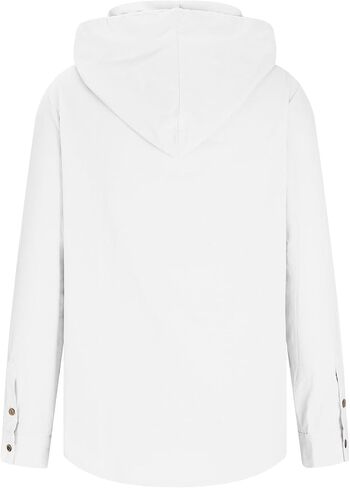 Linen Shirts for Men Casual Button Shirts Summer Cotton Linen Drawstring Hoodie Beach Long Sleeve Shirts Top with Hood in Saudi Arabia