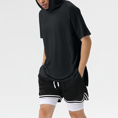 Men's Workout Hooded Tank Tops Bodybuilding Muscle Cut Off T Shirt Sleeveless Gym Hoodies in Saudi Arabia