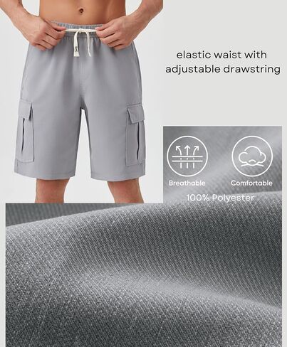 SIX ISLANDS Men's Cargo Shorts, 6-Pocket, Elastic Waist Adjustable Drawstring, Lightweight Relaxed Fit Casual in Kuwait