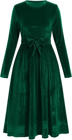 AWIBMK Mommy and Me Dresses Long Sleeve Solid Color Christmas Velvet Ruffle Dress Xmas Holiday Party Family Matching Outfits in Saudi Arabia