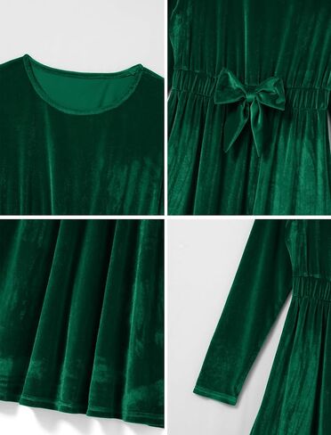 AWIBMK Mommy and Me Dresses Long Sleeve Solid Color Christmas Velvet Ruffle Dress Xmas Holiday Party Family Matching Outfits in Saudi Arabia