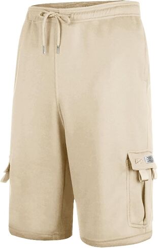 Mens Cargo Sweat Shorts Lightweight Casual Summer Short Drawstring Elastic Waist Athletic Workout Shorts with Pockets in Saudi Arabia