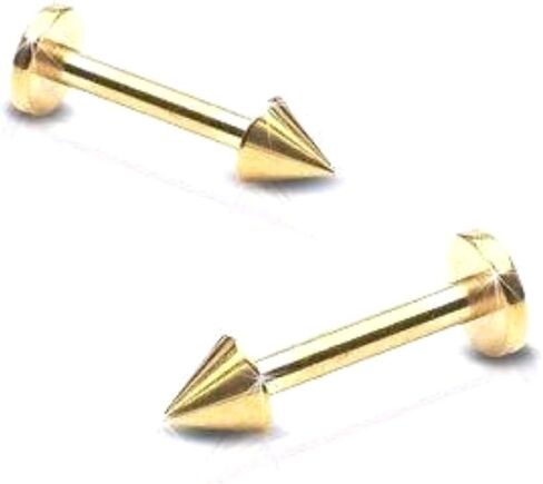 Labret Monroe Pair of Spike Gold Plate 14g 3/8" Shaft in Saudi Arabia