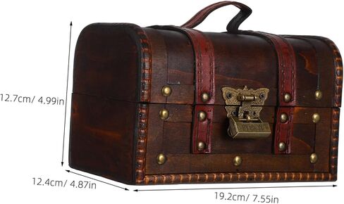 6272a Pirate Treasure Box Vintage Decorative Wooden Chest Lock for Jewelry Storage and Home Decor for Keepsakes and Themed Parties Dark Brown in Saudi Arabia