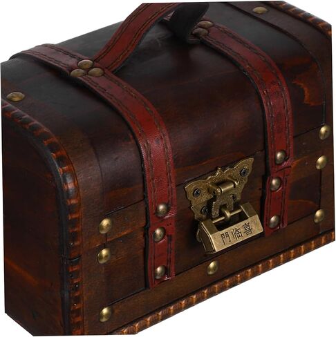 6272a Pirate Treasure Box Vintage Decorative Wooden Chest Lock for Jewelry Storage and Home Decor for Keepsakes and Themed Parties Dark Brown in Saudi Arabia
