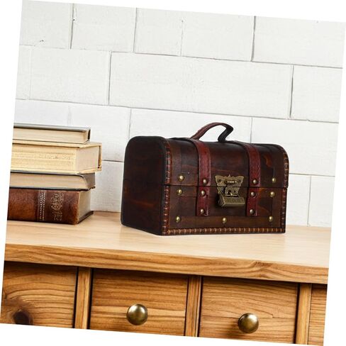 6272a Pirate Treasure Box Vintage Decorative Wooden Chest Lock for Jewelry Storage and Home Decor for Keepsakes and Themed Parties Dark Brown in Saudi Arabia