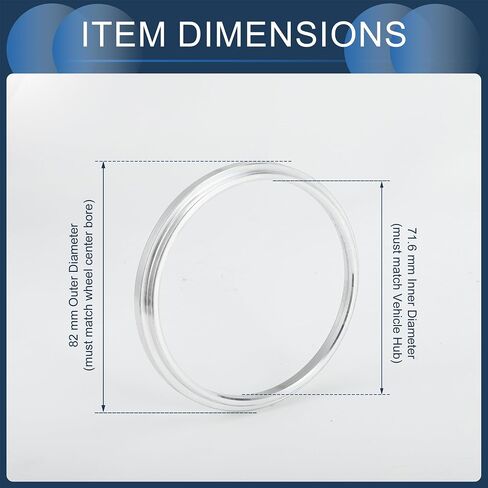 Hub Centric Rings, 67.1mm ID to 82mm OD Vehicle Wheel Hubrings Aluminum Alloy, 4 Pcs in Kuwait