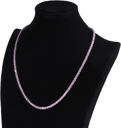 Iced Out Chains for Men Women - 18k Gold and Silver Plating 4mm Single Row Purple Zircon - Hip Hop Tennis Chain - Hip Hop Necklace Rapper Jewelry in Saudi Arabia