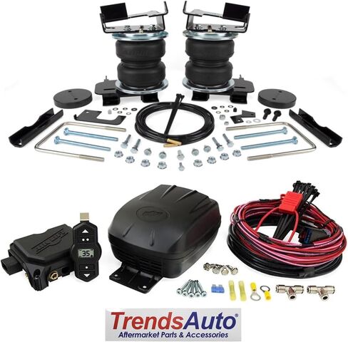 طقم زنبرك هوائي LoadLifter 5000 ونظام ضاغط هواء لاسلكي من الجيل الثاني يناسب 2015 2020 F150 4WD (باستثناء موديلات Raptor) | التحكم في مسار واحد | يشتمل على ملصق TrendsAuto in Kuwait