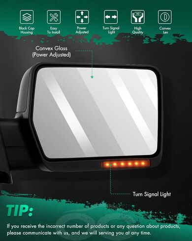 SCITOO Driver Side Mirror fit 2004-2014 for Ford for F150 Left Rear View Mirror with Power Heated Turn Signal Puddle Light Manual Folding in Kuwait