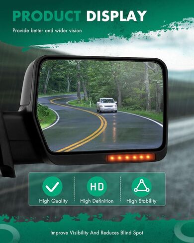 SCITOO Driver Side Mirror fit 2004-2014 for Ford for F150 Left Rear View Mirror with Power Heated Turn Signal Puddle Light Manual Folding in Kuwait