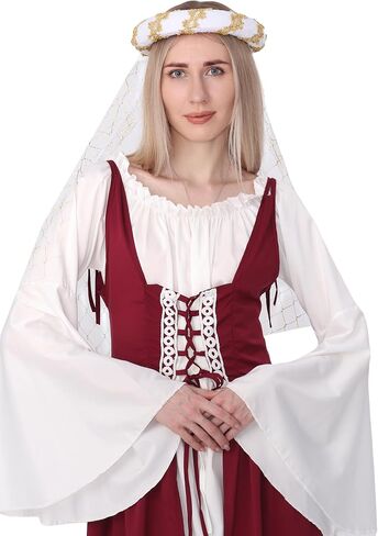 PROCOS عصر النهضة مبطن لفة Chalets Coif قبعة مخملية القرون الوسطى أغطية الرأس خوذة بورليت مع زخرفة الذهب لجميع القديسين in Kuwait