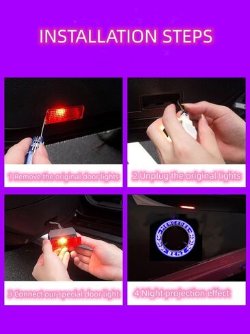 Car Door Light Logo Projector LED Welcome Shadow Lights Compatible with 14-20 W205 C300 E W212 W213 E350 W166 ML63 GLA GLC GLB GLE GLS auto (Blue Wheat Circle) in Saudi Arabia