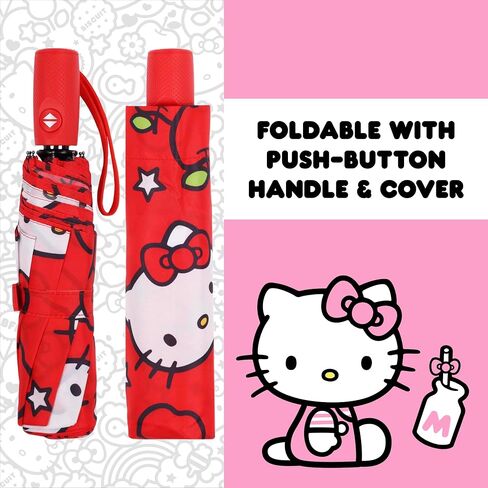 Hello Kitty Apples Umbrella, Compact Auto Open and Close, Durable Frame, Matching Sleeve, Red in Saudi Arabia