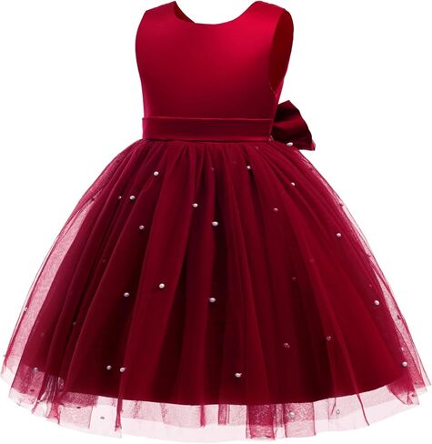 Akokvlar Girl V-Back Satin Flower Communion Dress Formal Birthday Party Wedding Prom Ball Gown in Saudi Arabia