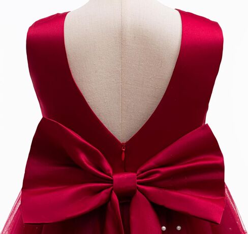 Akokvlar Girl V-Back Satin Flower Communion Dress Formal Birthday Party Wedding Prom Ball Gown in Saudi Arabia