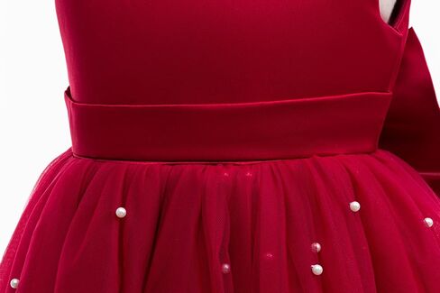 Akokvlar Girl V-Back Satin Flower Communion Dress Formal Birthday Party Wedding Prom Ball Gown in Saudi Arabia