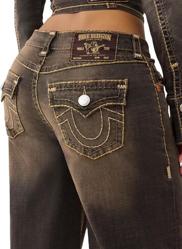 True Religion Women's Jessie Super Baggy Jeans – Flap Pockets & Super T Stitching in Saudi Arabia