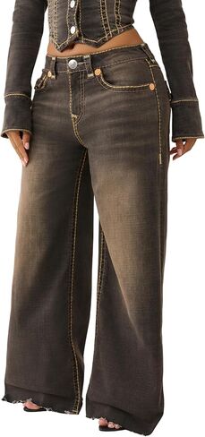 True Religion Women's Jessie Super Baggy Jeans – Flap Pockets & Super T Stitching in Saudi Arabia
