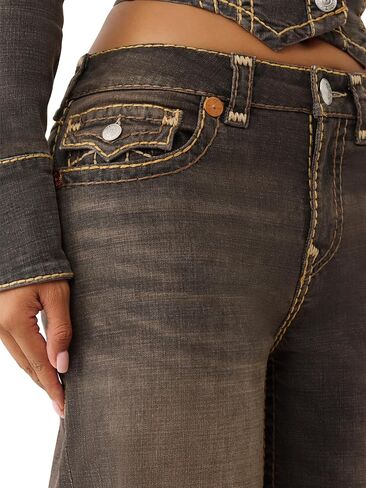 True Religion Women's Jessie Super Baggy Jeans – Flap Pockets & Super T Stitching in Saudi Arabia