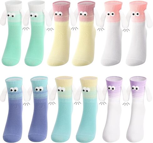 Jspupifip 6 Pairs Holding Hands Magnetic Socks, Colorful Magnetic Hand in Hands Socks Novelty Gifts for Girlfriend, Valentines, Friends in Saudi Arabia