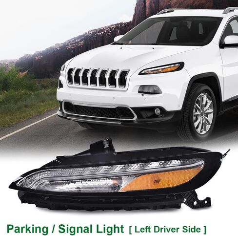 GRAND ORANGE LED DRL Parking Light Turn Signal Right Side Compatible with Jeep Cherokee 2014 2015 2016 2017 2018 RH Passenger Side Turn Signal Lamp 68157102AQ in Saudi Arabia