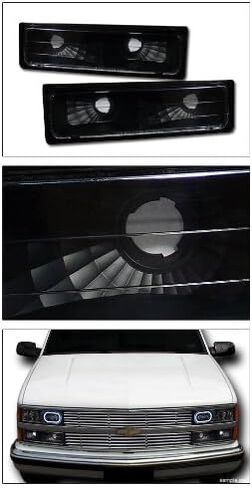 Black Clear Housing Front Bumper Turn Signal Lights Parking Lamps yd Compatible With 88-00 Chevy GMC C10 C/K Pickup Silverado Sierra / 92-99 Suburban Yukon / 95-99 Tahoe in Saudi Arabia