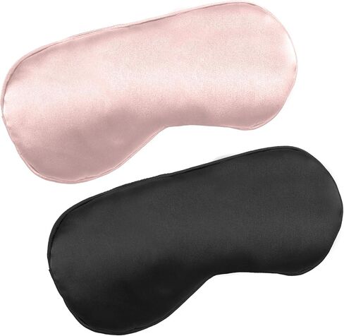 2 PCS Black Pink Satin Sleep Masks, Adjustable Silk Eye Mask for Sleeping, Eye Sleep Shade Cover, Blind Folds Soft Breathable Blindfold for Play Party Games Airplane Travel Essentials Cover Gifts in Saudi Arabia