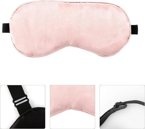 2 PCS Black Pink Satin Sleep Masks, Adjustable Silk Eye Mask for Sleeping, Eye Sleep Shade Cover, Blind Folds Soft Breathable Blindfold for Play Party Games Airplane Travel Essentials Cover Gifts in Saudi Arabia