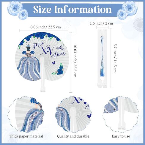 50 Sets Quinceanera Favors for Guests Thank You Folding Paper Fan with Card Handheld Fans with Princess Design Gifts Sweet 15 Party Supplies for Birthday Mis Quince Anos Celebration (Pink) in Saudi Arabia