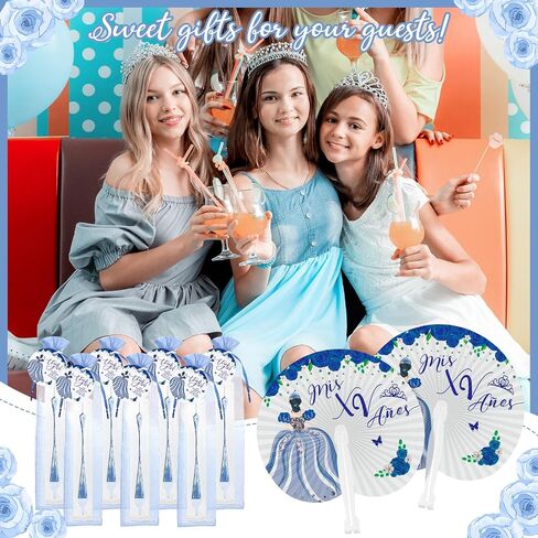 50 Sets Quinceanera Favors for Guests Thank You Folding Paper Fan with Card Handheld Fans with Princess Design Gifts Sweet 15 Party Supplies for Birthday Mis Quince Anos Celebration (Pink) in Saudi Arabia