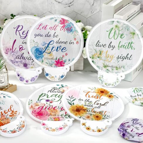 48Pcs Christian Church Folding Fans Bible Verse Flower Collapsible Handheld Fans with Storage Bags Wedding Party Favors for Women Church Services Summer Fall Gifts in Saudi Arabia