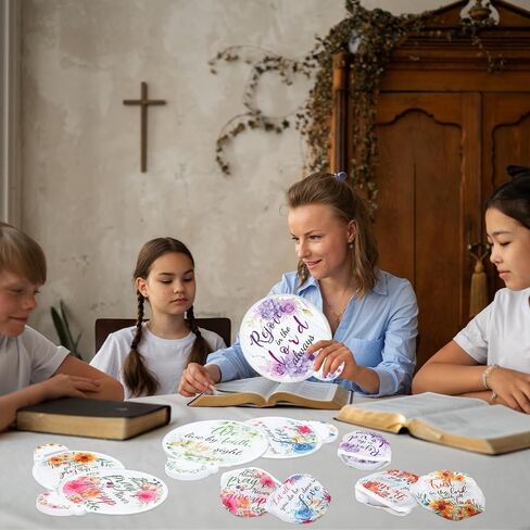 48Pcs Christian Church Folding Fans Bible Verse Flower Collapsible Handheld Fans with Storage Bags Wedding Party Favors for Women Church Services Summer Fall Gifts in Saudi Arabia