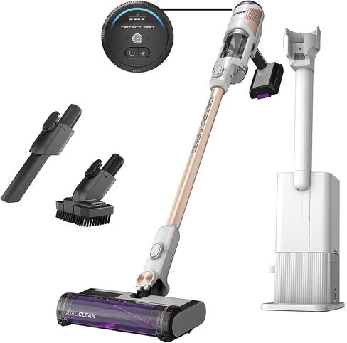 Shark Clean Lightweight Cordless Cleaner with HEPA Filter, Powerful Suction, Portable, Rechargeable, Auto-Empty System, Stick Vacuum for Pet Hair, Motorized Hand Tool Accessory BU3523, Compact, White in Kuwait