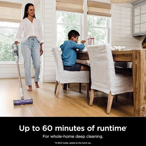 Shark Clean Lightweight Cordless Cleaner with HEPA Filter, Powerful Suction, Portable, Rechargeable, Auto-Empty System, Stick Vacuum for Pet Hair, Motorized Hand Tool Accessory BU3523, Compact, White in Kuwait