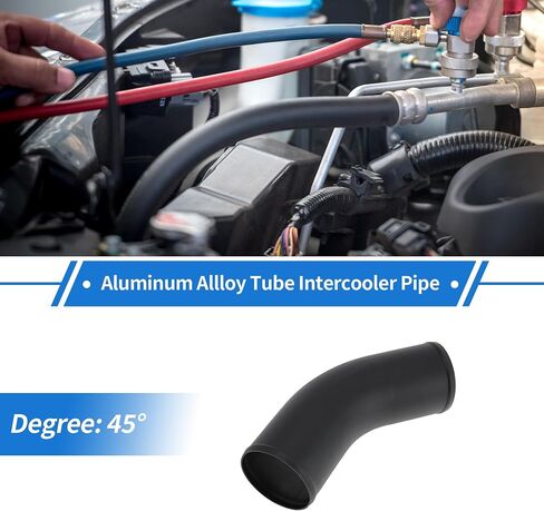 4" OD 45 Degree Bend 6064 Aluminum Alloy Tube Intercooler Pipe Surface Blasting Air Intake Connection Hose W/Double Bead Roll 5.9" Length Black in Saudi Arabia