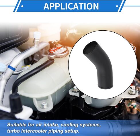 4" OD 45 Degree Bend 6064 Aluminum Alloy Tube Intercooler Pipe Surface Blasting Air Intake Connection Hose W/Double Bead Roll 5.9" Length Black in Saudi Arabia