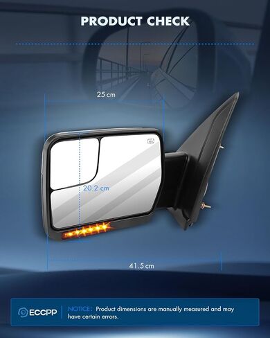 ECCPP Replacement fit for Ford for F-150 2004-2014 Passenger Chrome Towing Mirror Power Heated Puddle Light Turn Signal Right Side View in Saudi Arabia