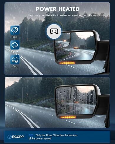 ECCPP Replacement fit for Ford for F-150 2004-2014 Passenger Chrome Towing Mirror Power Heated Puddle Light Turn Signal Right Side View in Saudi Arabia