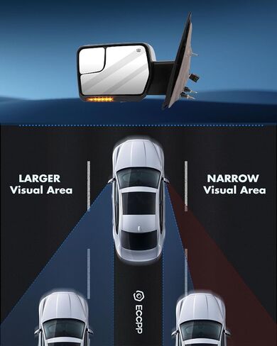 ECCPP Replacement fit for Ford for F-150 2004-2014 Passenger Chrome Towing Mirror Power Heated Puddle Light Turn Signal Right Side View in Saudi Arabia
