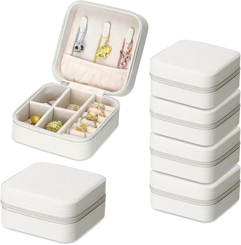 QWORK Travel Jewelry Case - 6 Pack Small Jewelry Travel Organizer Box, Compact Bridesmaid Gift - Mini Storage Case in Saudi Arabia