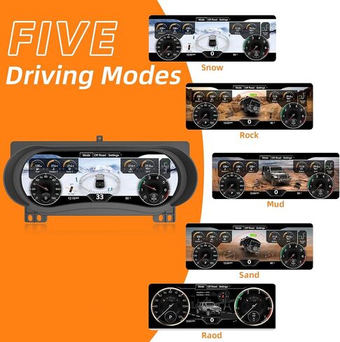 مجموعة لسيارة Jeep JL 2018-2023، عداد سرعة رقمي 12.3 بوصة مع شاشة HD 1920x720، استبدال لوحة أجهزة القياس لأداة ما بعد العلامة لمصارع Wranglerp in Kuwait