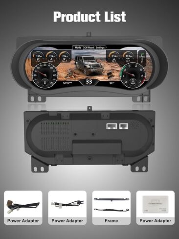 مجموعة لسيارة Jeep JL 2018-2023، عداد سرعة رقمي 12.3 بوصة مع شاشة HD 1920x720، استبدال لوحة أجهزة القياس لأداة ما بعد العلامة لمصارع Wranglerp in Kuwait