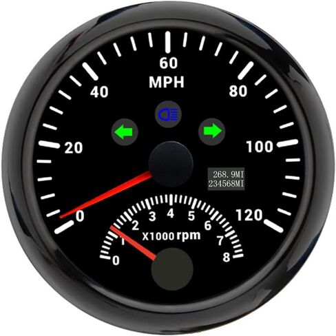 ELING 3 3/8'' Universal Speedometer GPS Gauge 0-120MPH Odometer with Tachometer 8000RPM Red Backlight 12V 24V for Truck RV Sailboat in Saudi Arabia